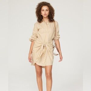 10 Crosby Derek Lam Cream Ruched Wrap Dress